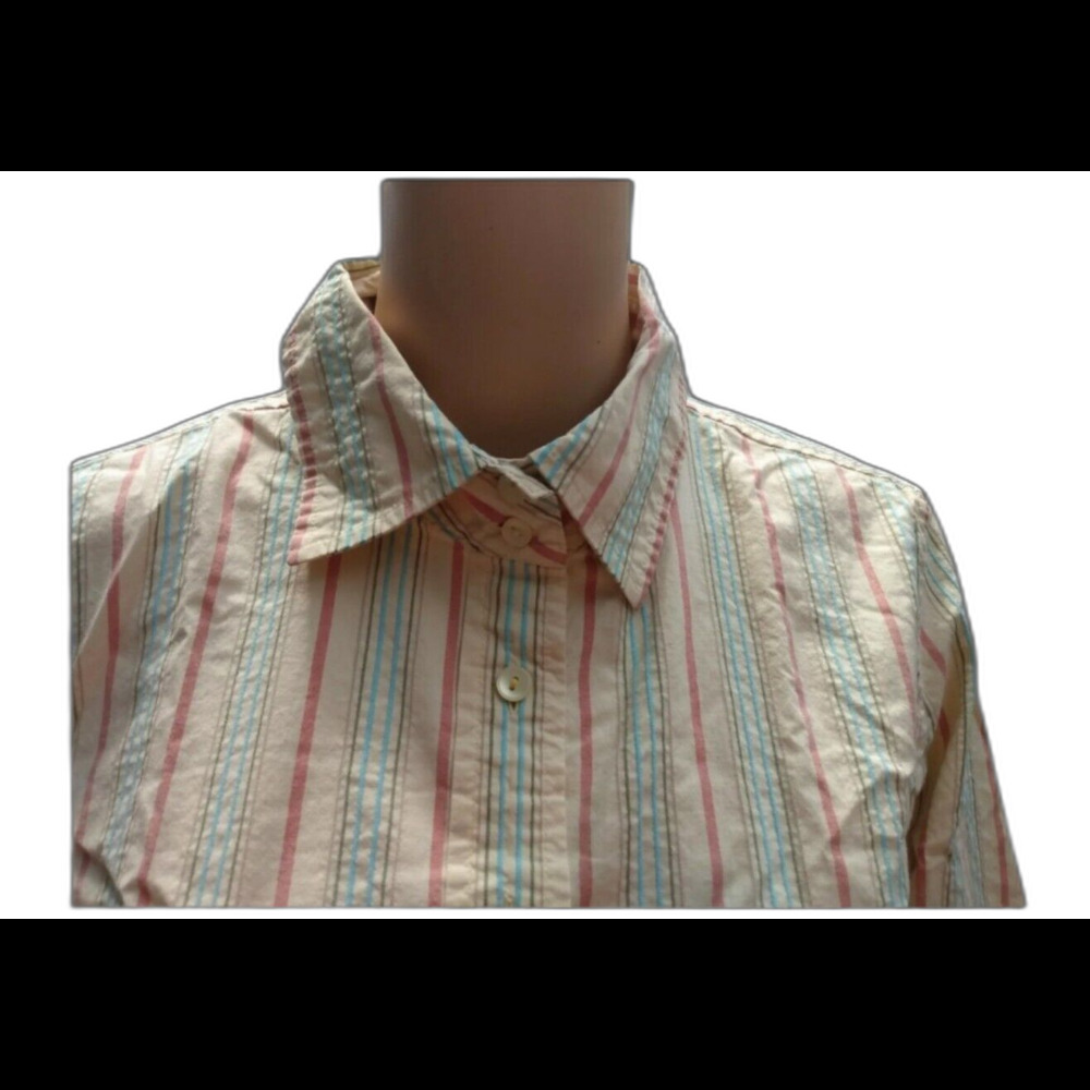 Talbots Shirt Yellow Stripe Long Sleeve Button Up Stretch Size M Casual Career - Picture 4 of 5
